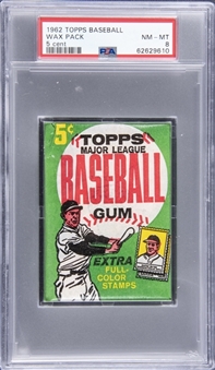 1962 Topps Baseball Unopened Five-Cent Wax Pack – PSA NM-MT 8
